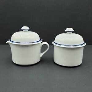 Dansk Bistro Christianshavn Blue Creamer & Sugar Bowl with Lids